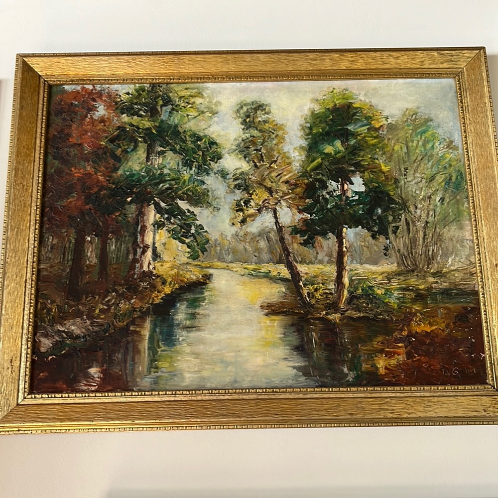 Gorgeous antique landscape acrylic or oil painting
